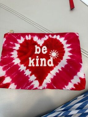 Be Kind Red Tie-Dye Cosmetic Bag